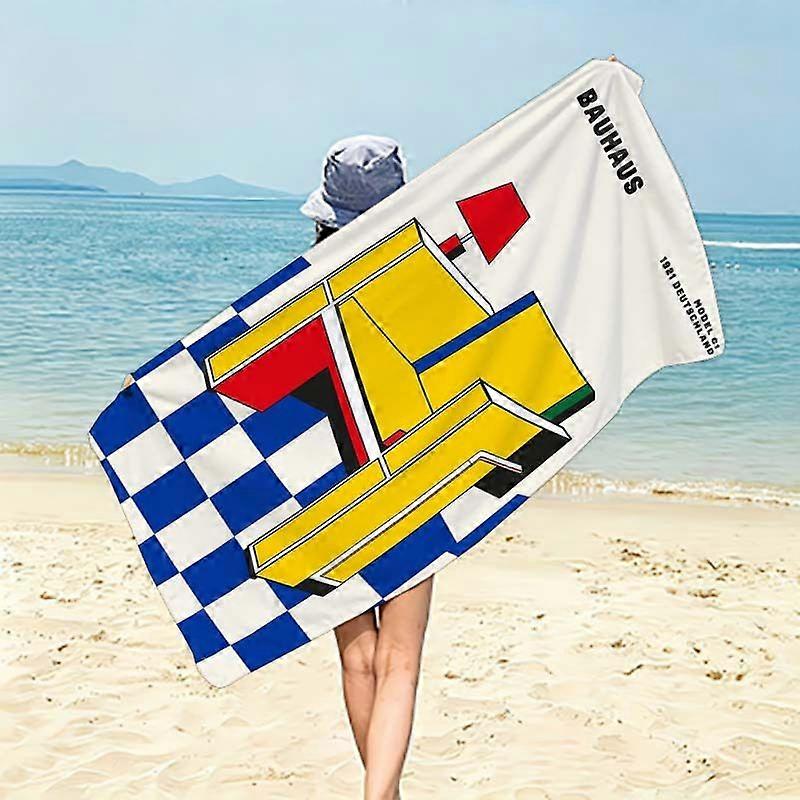 Serviette de plage imprimée motif chaise Bauhaus 1921 (1 pièce) - Idéale pour la plage, la piscine, le yoga, le camping, les voyages, comme cadeau, printemps-été - Hasyg