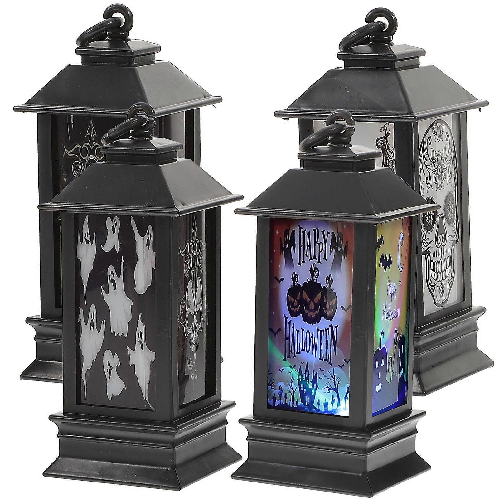 Glowing Lantern Material Kit for Halloween Lantern Making 4Sets Mixed Patterns