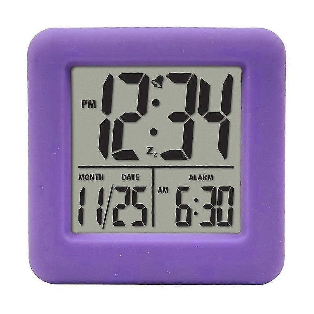 Silicone cube clock, 12/24 hour format, large LCD screen with backlight function, digital display.
