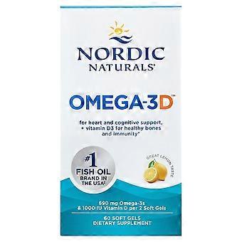 2 x Nordic Naturals, Omega-3D™, Lemon, 60 Soft Gels
