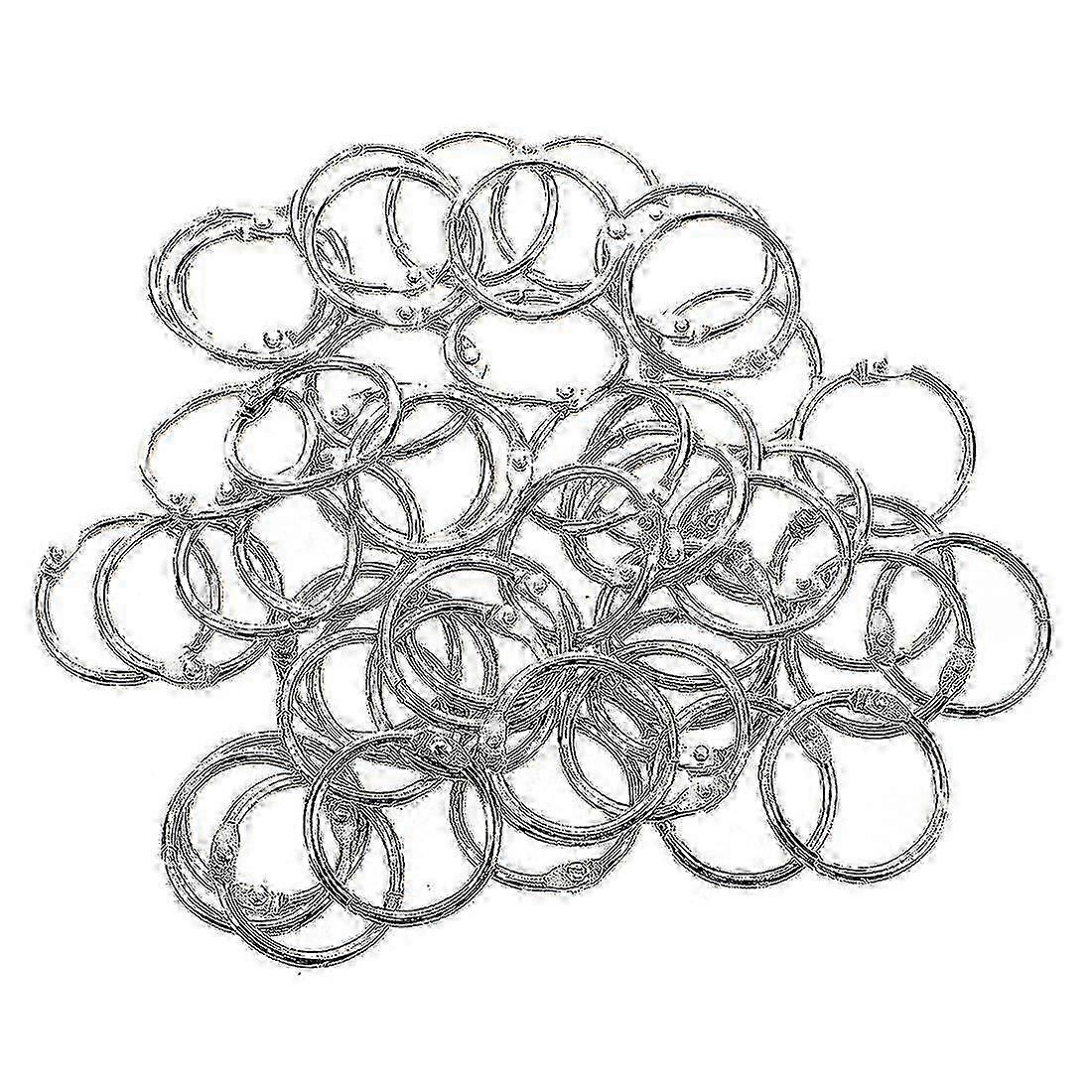 50 Pcs Staple Book Binder 30mm Outer Diameter Loose Leaf Ring Keychain SD