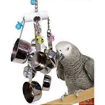 Parrot Toy Bird Toy Stainless Steel Bells to Hang in Cage for Parakeets Cockatoos Macaws Gray Parrot 132.