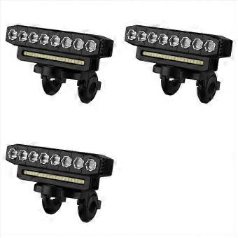 3 Pack LED Bicycle Headlight with 130DB Bell, USB Charging, High Beam & Floodlight Modes