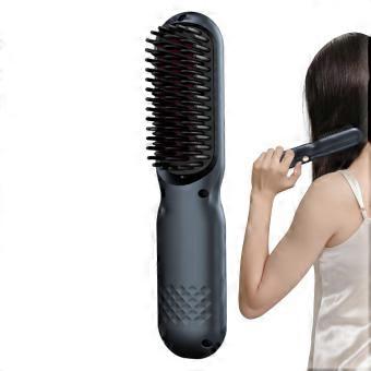 Cordless Hair Straightener Brush with Ionic Frizz Control, Rechargeable Hot Comb for Travel and Women