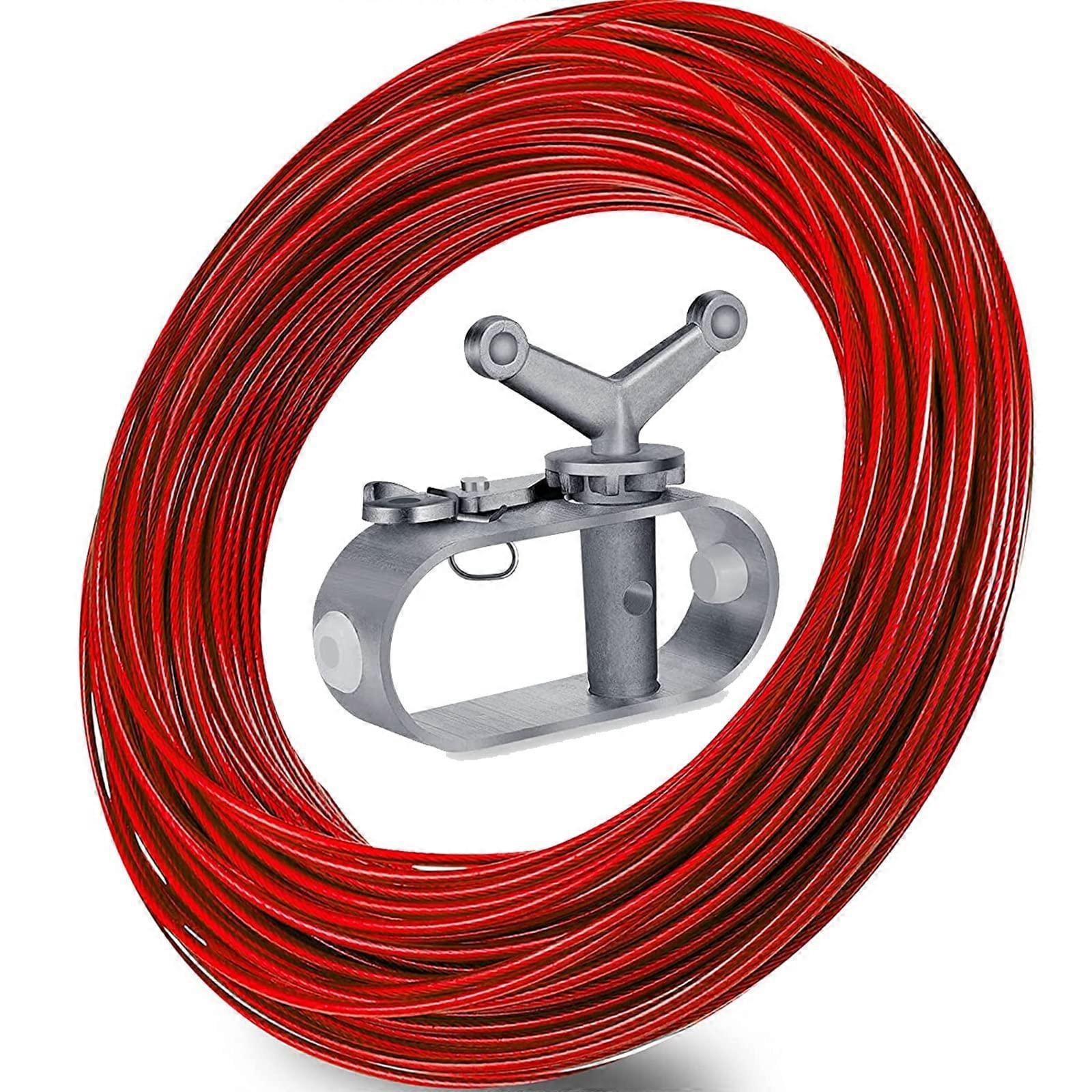 100ft Pool Cover Winch Cable Kit with Secure Locking Tension System for Oval Round Rectangular Pools