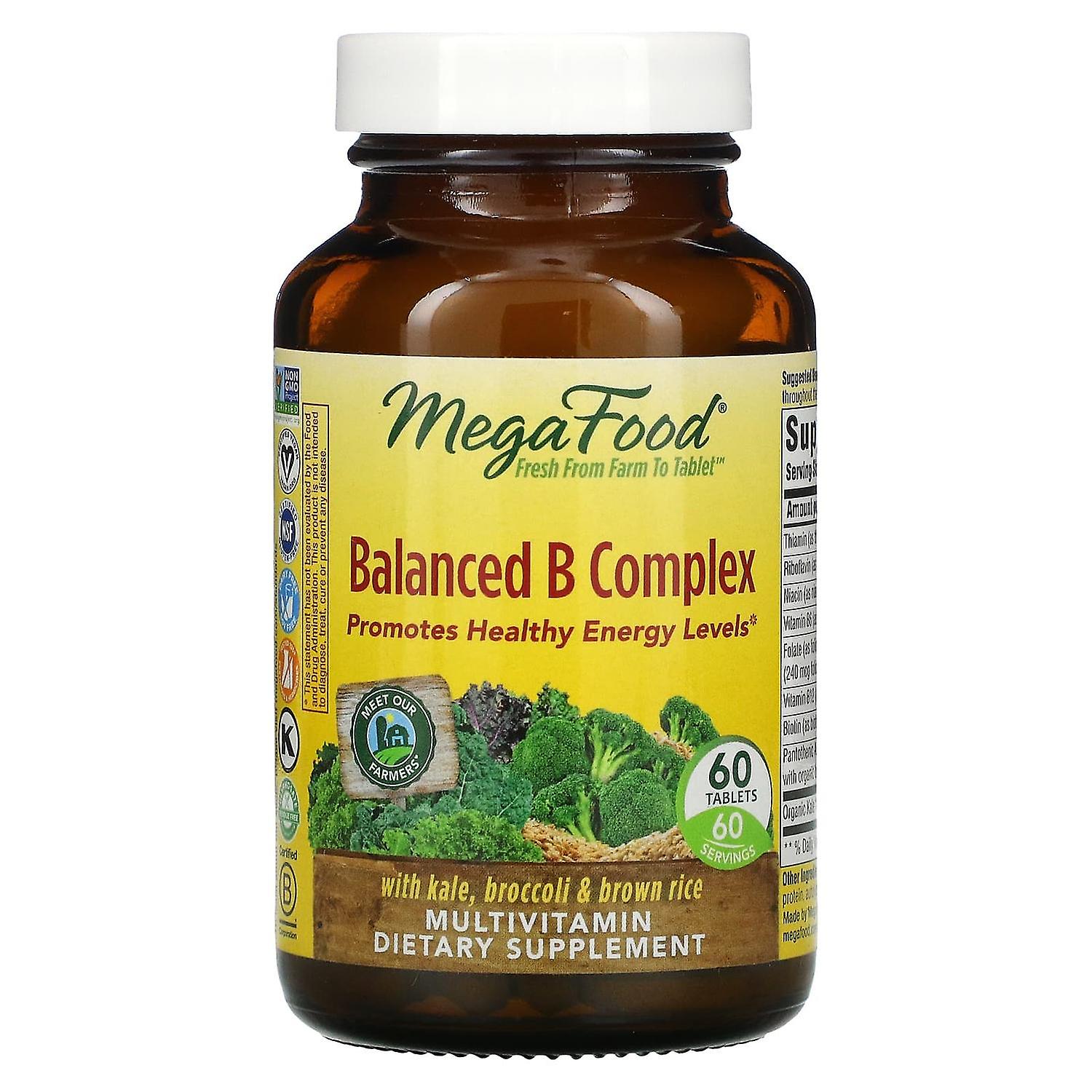 MegaFood, Balanced B Complex, 60 Tabletten
