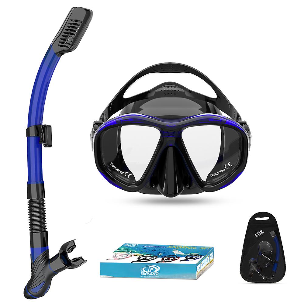 Findway Adults Masque de plongée pour verre trempé Anti fuite Masque de plongée sous-marine Tuba à haut sec pour équipement de plongée en apnée