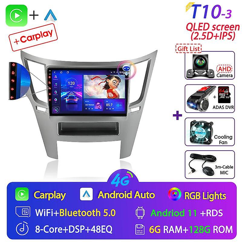 スバルアウトバック4 BRレガシー5 2009 - 2014 Lhdマルチメディアプレーヤー2 Din Carplayステレオ4G Gps DVD用Android 11カーラジオ