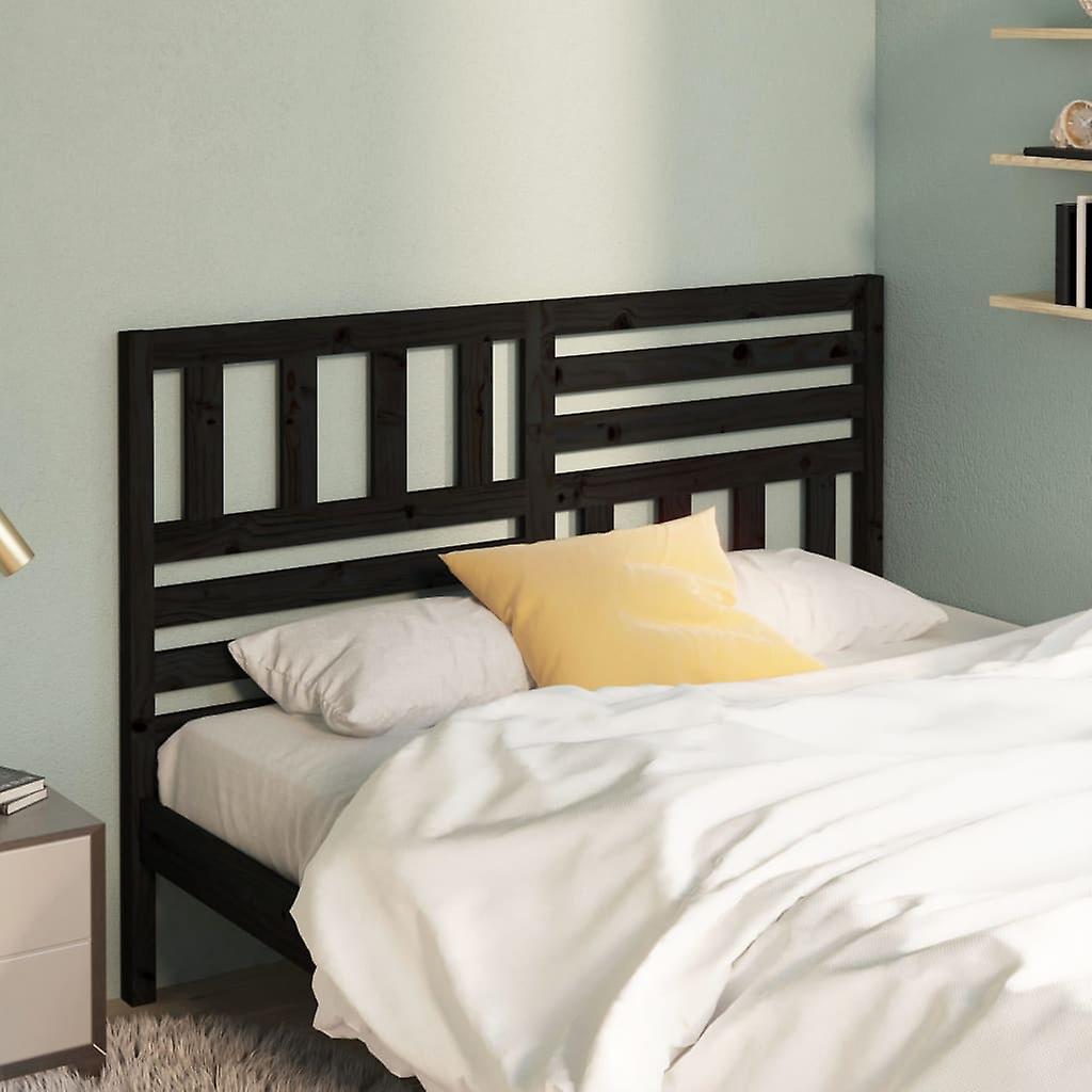 Headboard Black 166x4x100 cm Solid Pine Wood