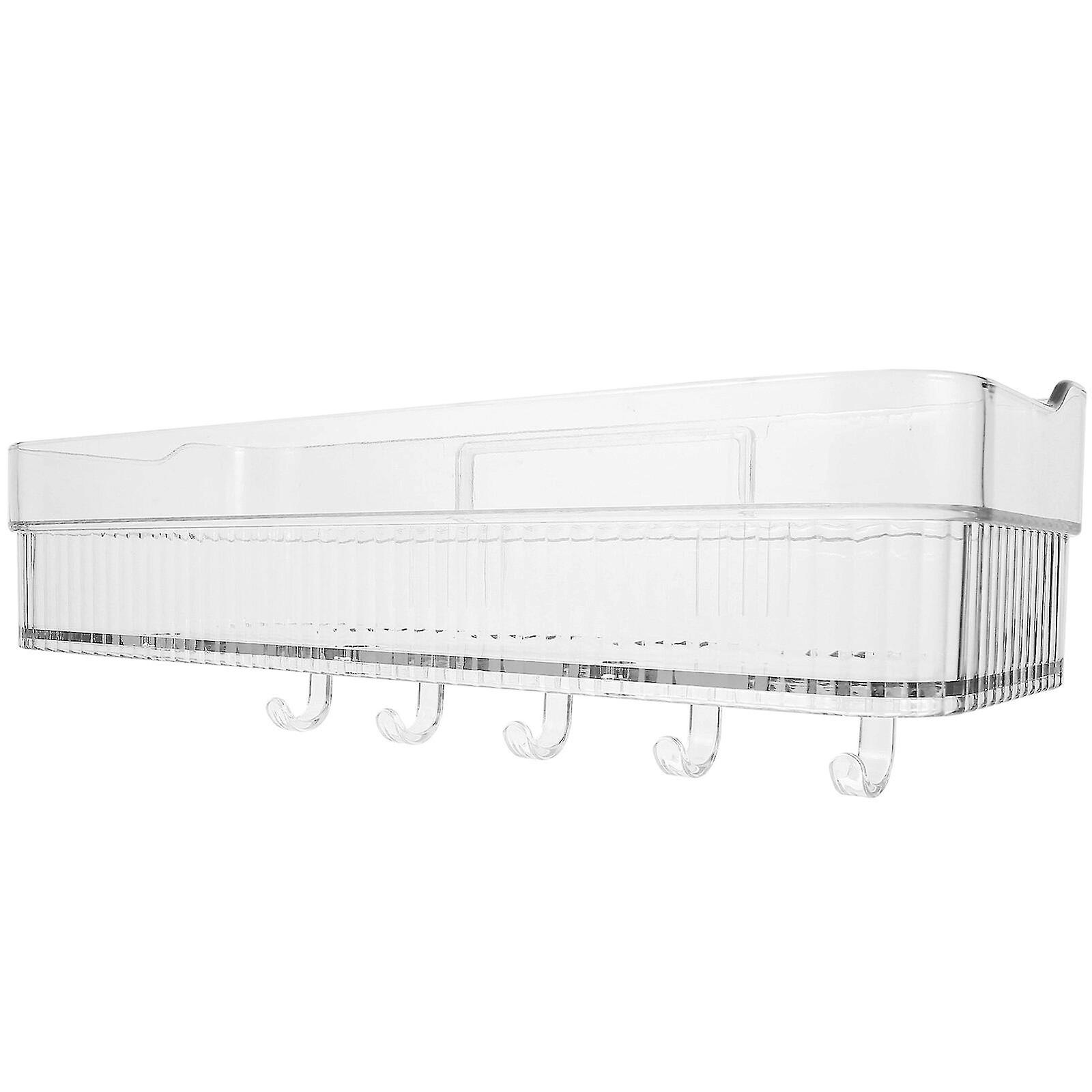 Bathroom Wall-mounted Storage Rack Plastic Drain Rack Toilet 5-hook Wall Shelf