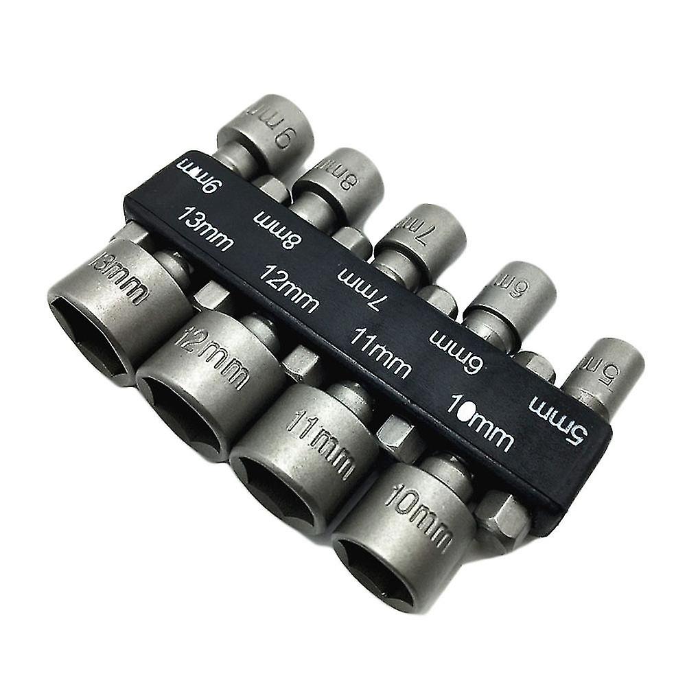 9pcs/set Hex Socket Sleeve Nozzles Nut Driver Set Drill Bit Adapter 5mm-13mm