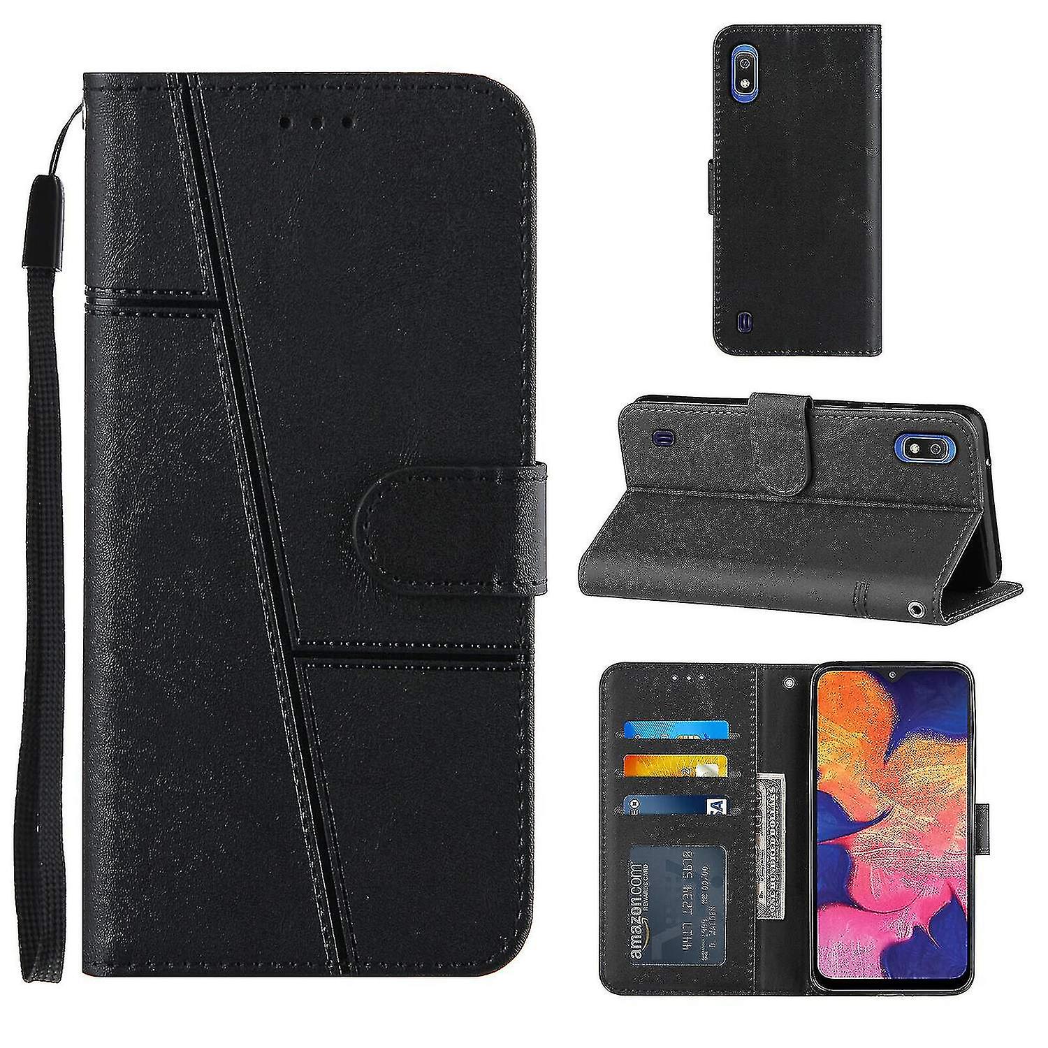 Compatible Samsung Galaxy A10/m10 Case Leather Folio Cover Magnetic Premium Etui Coque - Black
