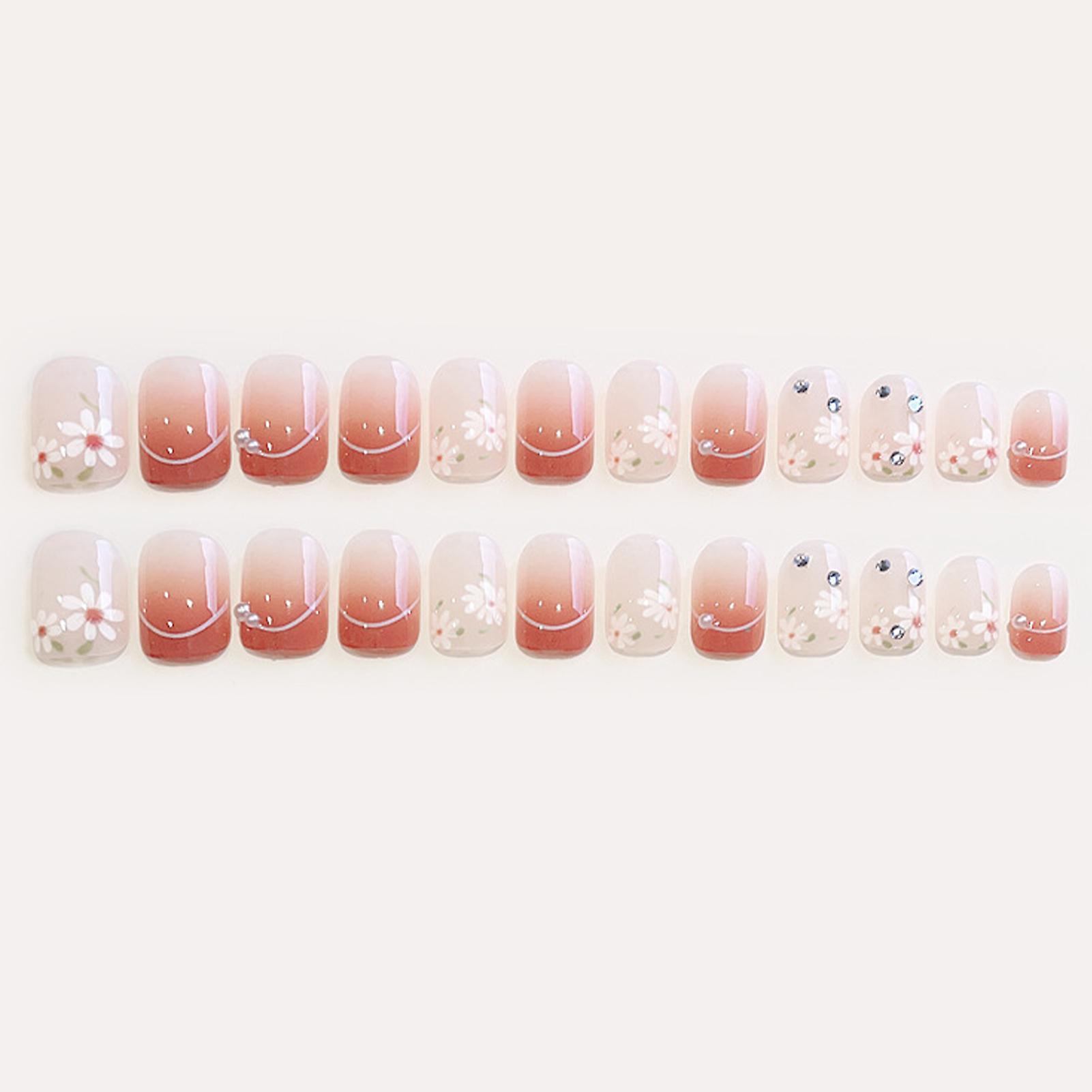 Gradient Fake Nail With Rhinestones Setting Charming Com