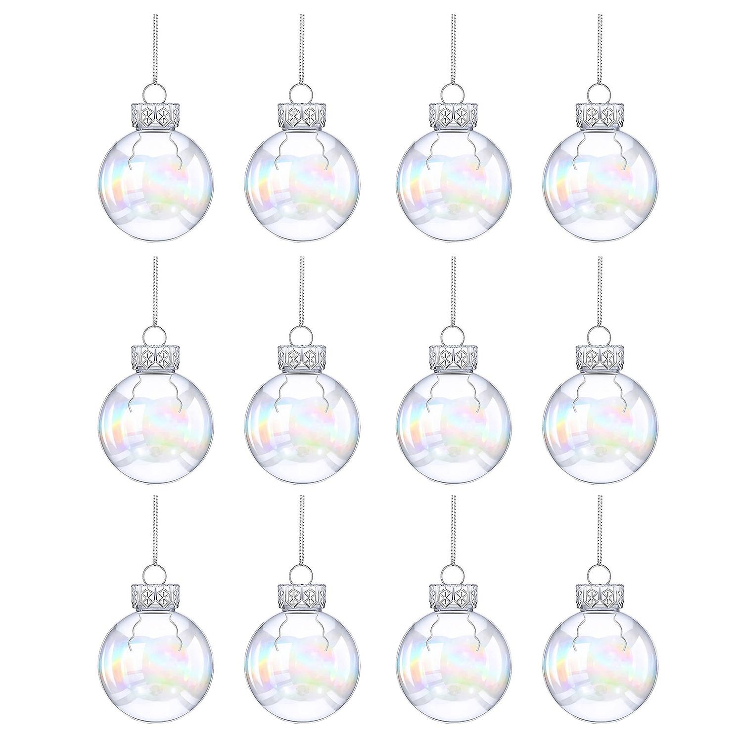 6/12Pcs Christmas Balls Transparent Can Be Fillded Anti-break Reusable Iridescent Ornament Balls Chr
