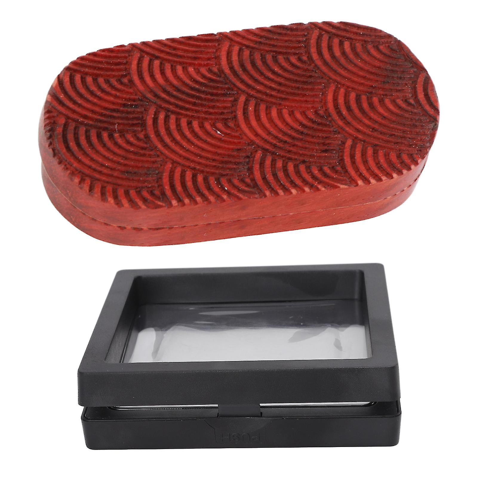 Magnetic Fidget Slider Red Sandalwood Stress Relief Engraved Fingertip Fidget Slider Toy for Office Unlimited Water Ripple