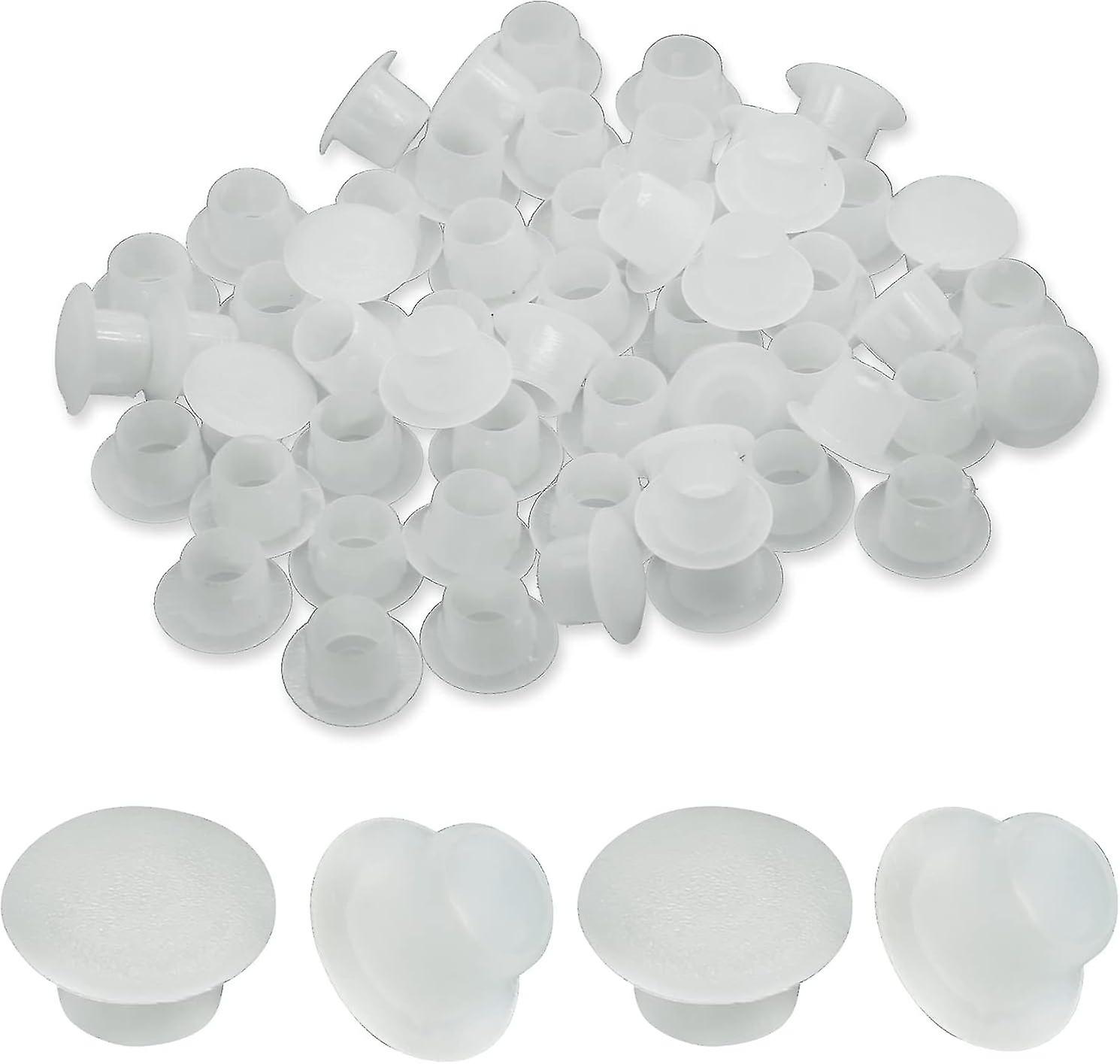 100pcs 8mm White Plastic Plugs - Hole Plugs Snap-in Locking