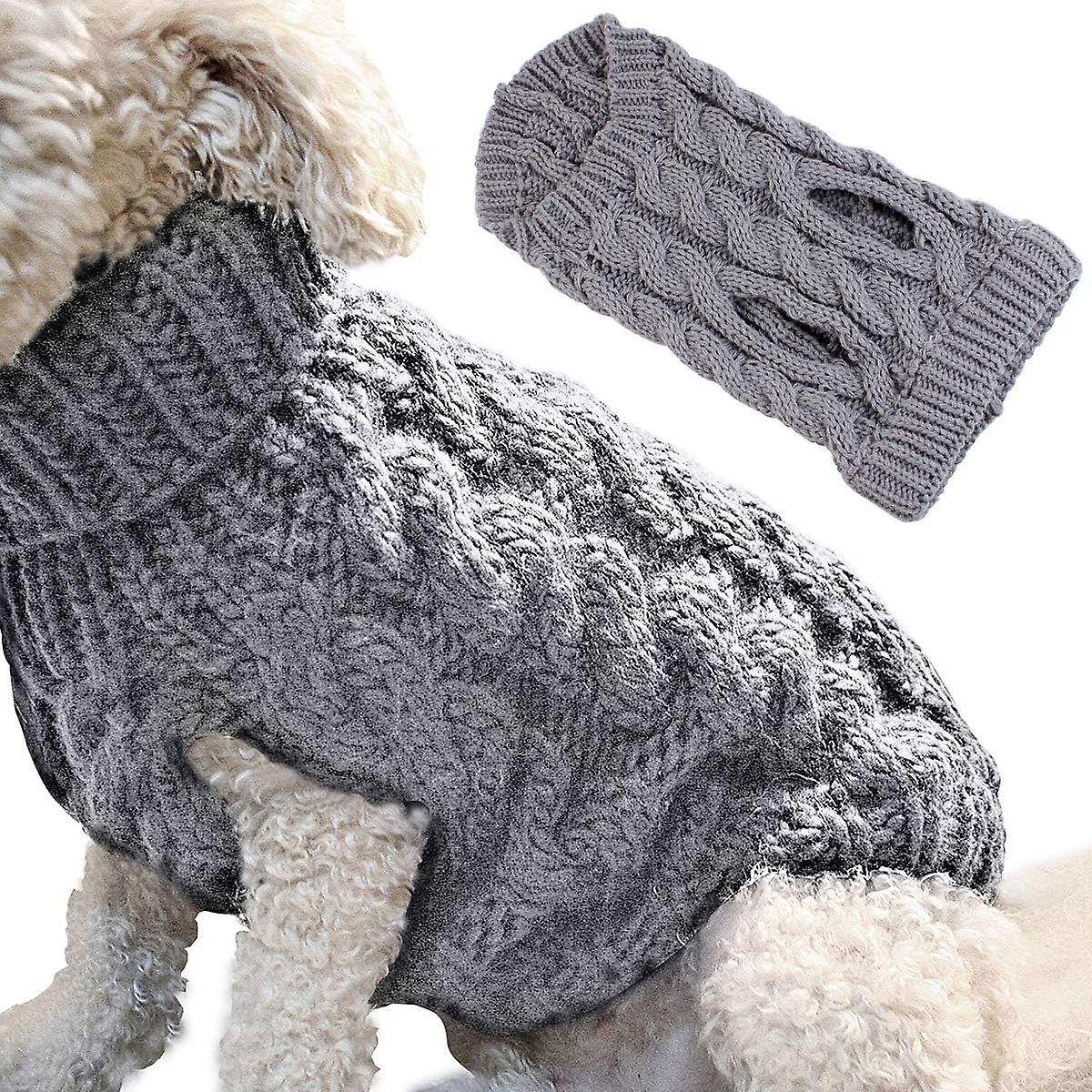 Dog Turtleneck Sweater Autumn Winter Knitted Pet Puppy Clothes Thick Warm Vest Jacket grey