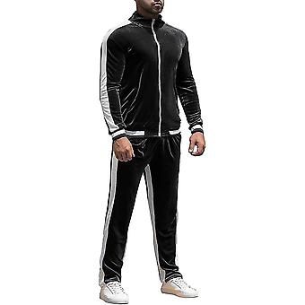 Velour Tracksuit Sweatsuit Velvet:men's Jogging Track Suit 2 Pieces Set Zip Up Sweatshirts Jacket Pants With Pockets