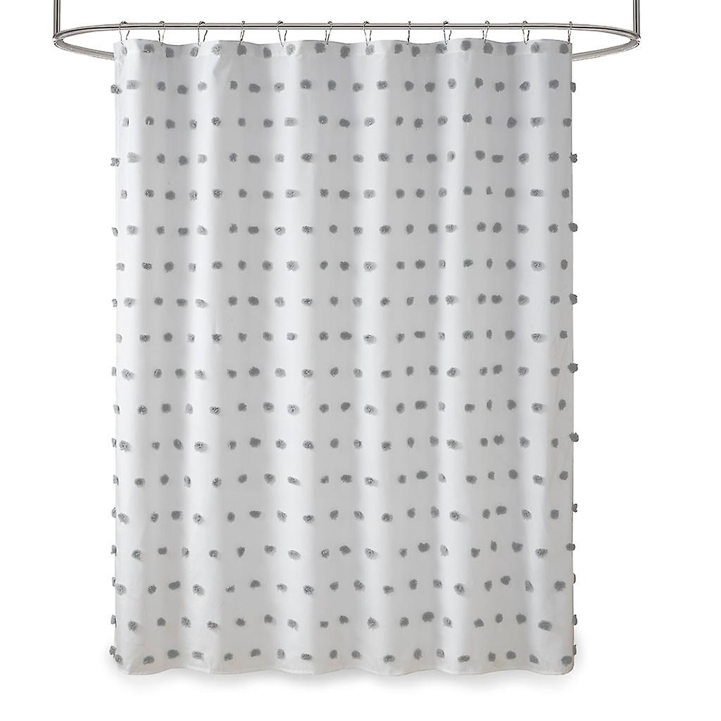 Casual shower curtain with all over pom pom