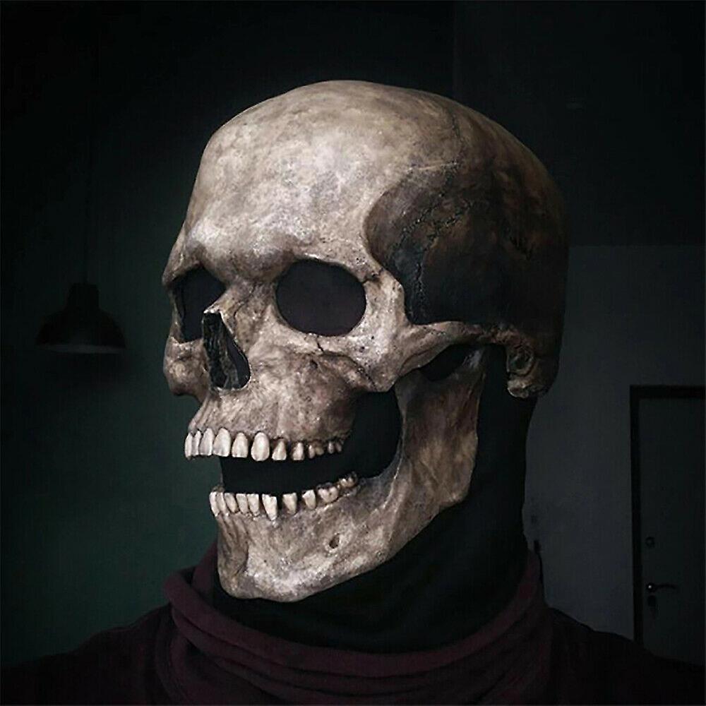 Halloween Movable Full Head Skull Mask Helmet With Movable Jaw Scary Horror