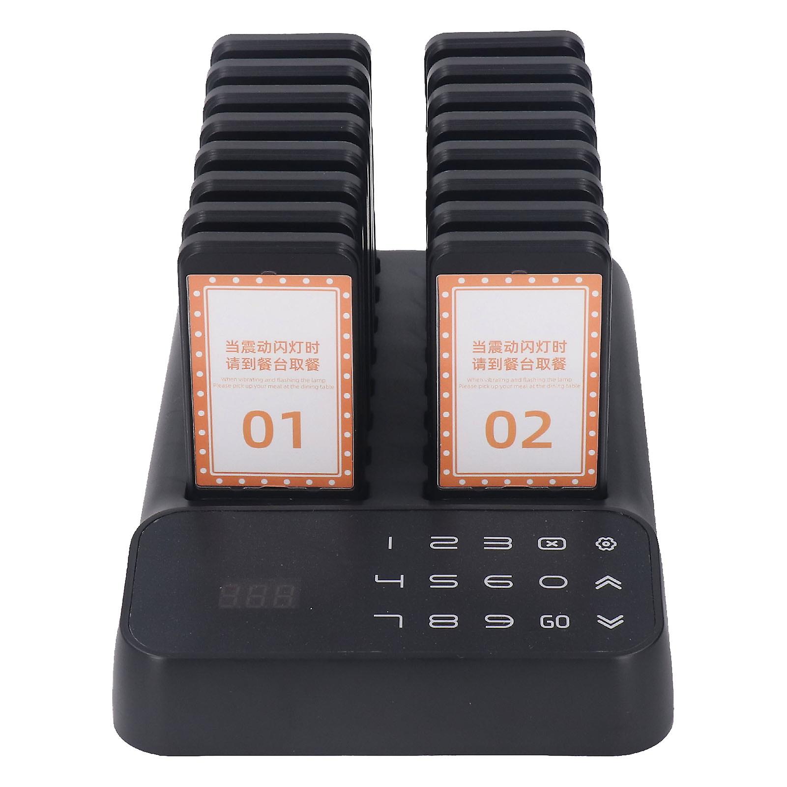 Restaurant Pager System Wireless Calling Queuing System Restaurant Waiting Summer Vibration 16 Guest Pager 100-240V UK Stecker 
