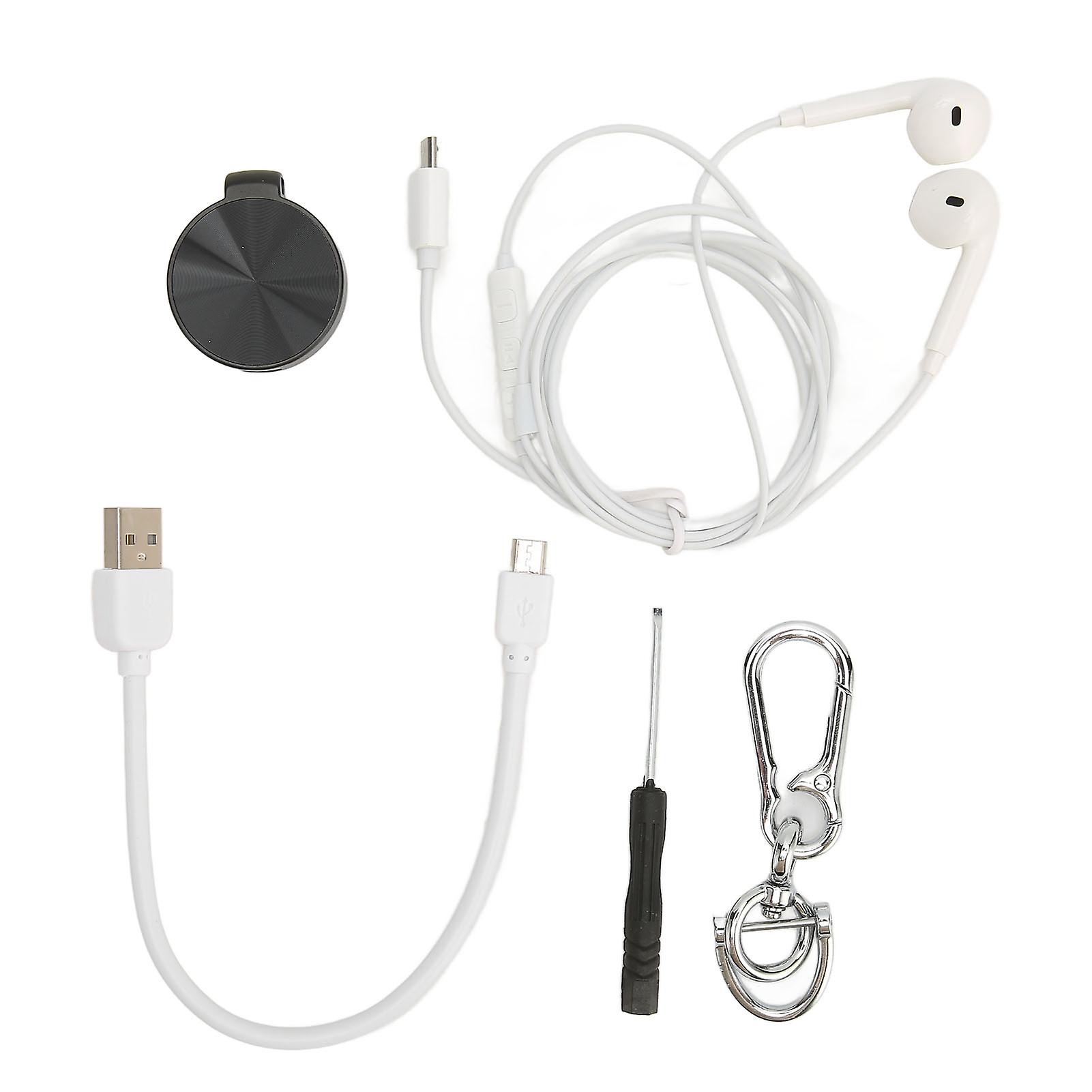 Compact Keychain Recorder: HD Audio, MP3 Player, Voice Activation, 16GB Storage for Meetings & Lectures