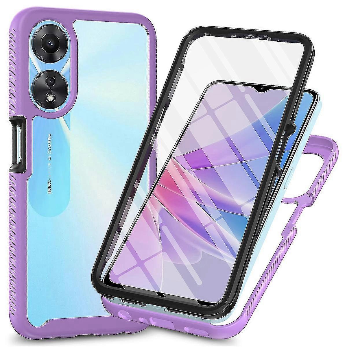 For Oppo A78 5g Impact Resistant Phone Cover 3-in-1 Pc+tpu Case With Pet Screen Protector