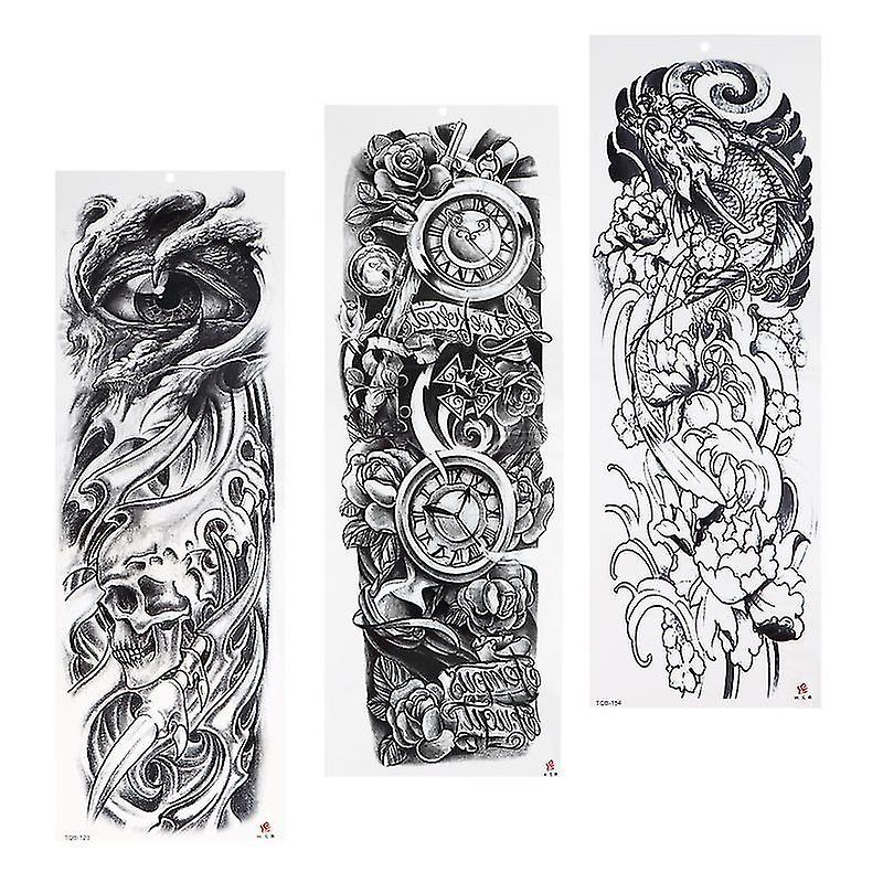 48X17cm Assorted Color Temporary Tattoos 3pcs Waterproof Arm Stickers Temporary Tattoos Stickers Cre