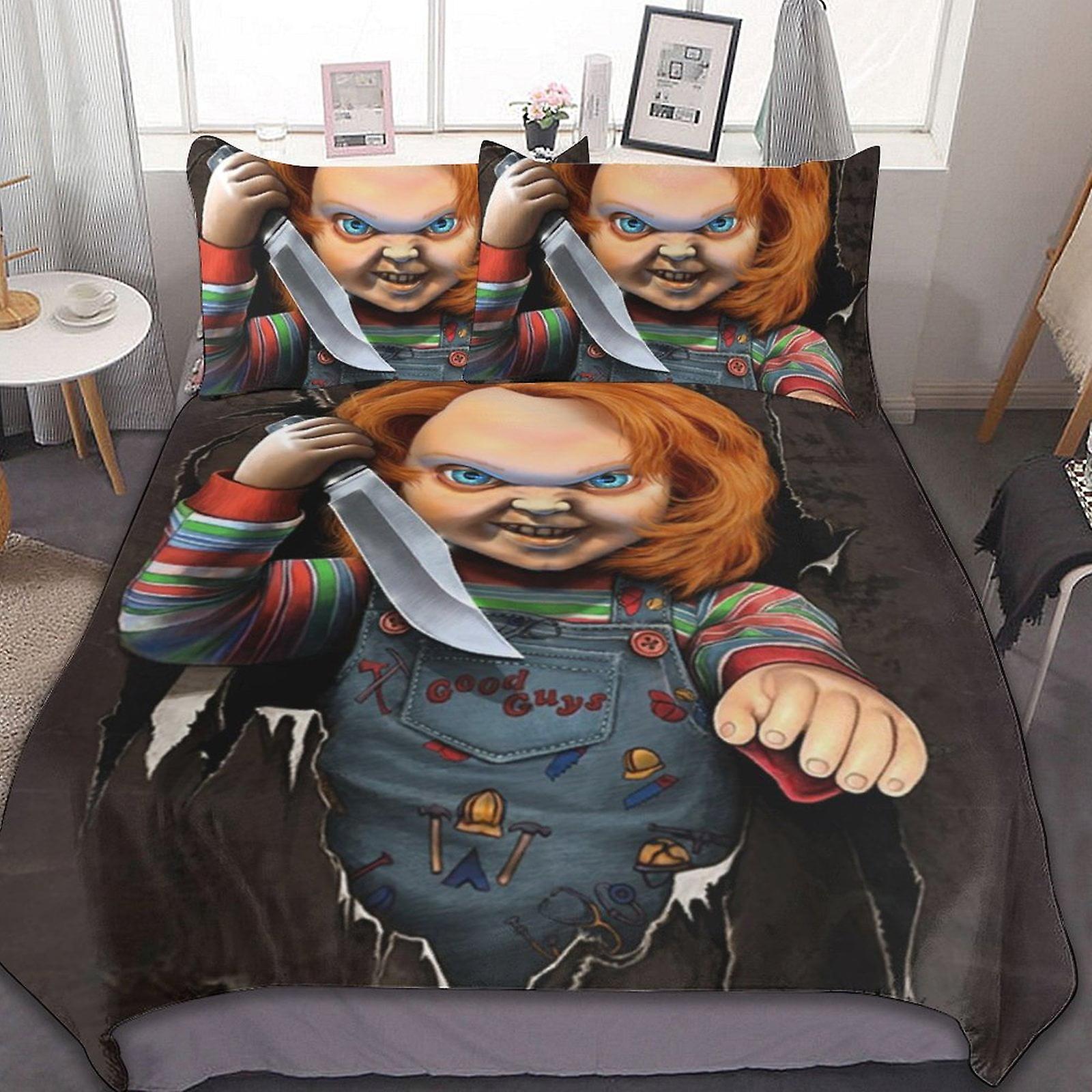 Chucky baba 3 db-os ágynemű szett lélegző paplanhuzat 2 párnás ál-puha ágynemű szett