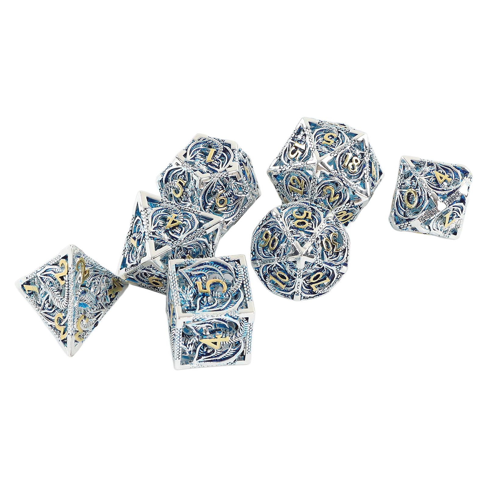 Metal Dice Pure Copper Dragon Pattern Role Playing Hollow Rolling Polyhedron Dice Set for Game Education 