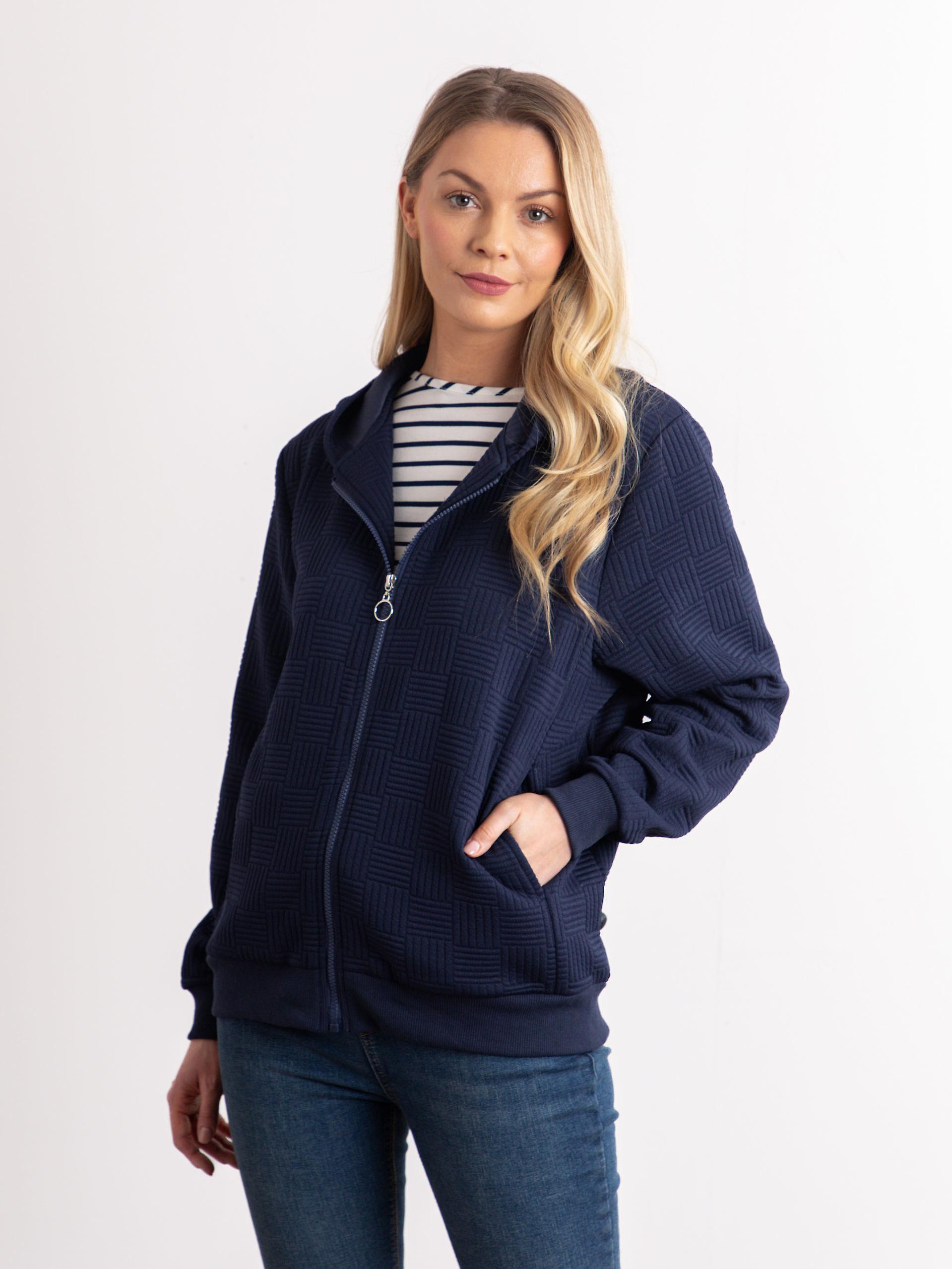 Jenna Square Stitch Hoodie in Navy