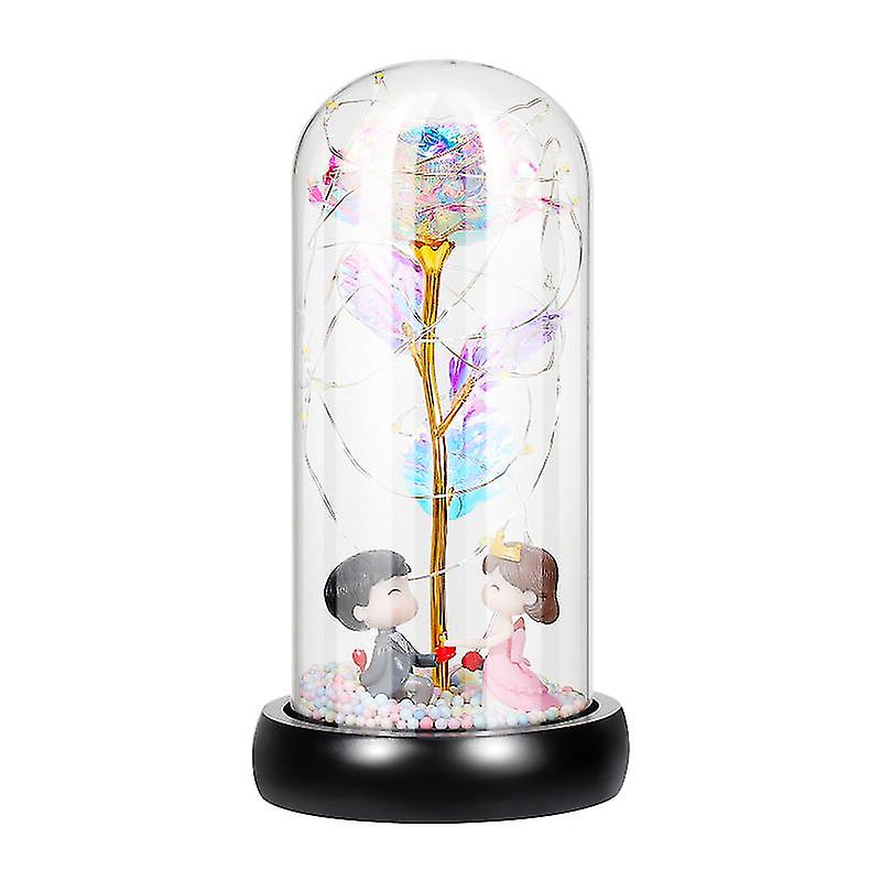 1pcs Foil Rose In Glass Dome