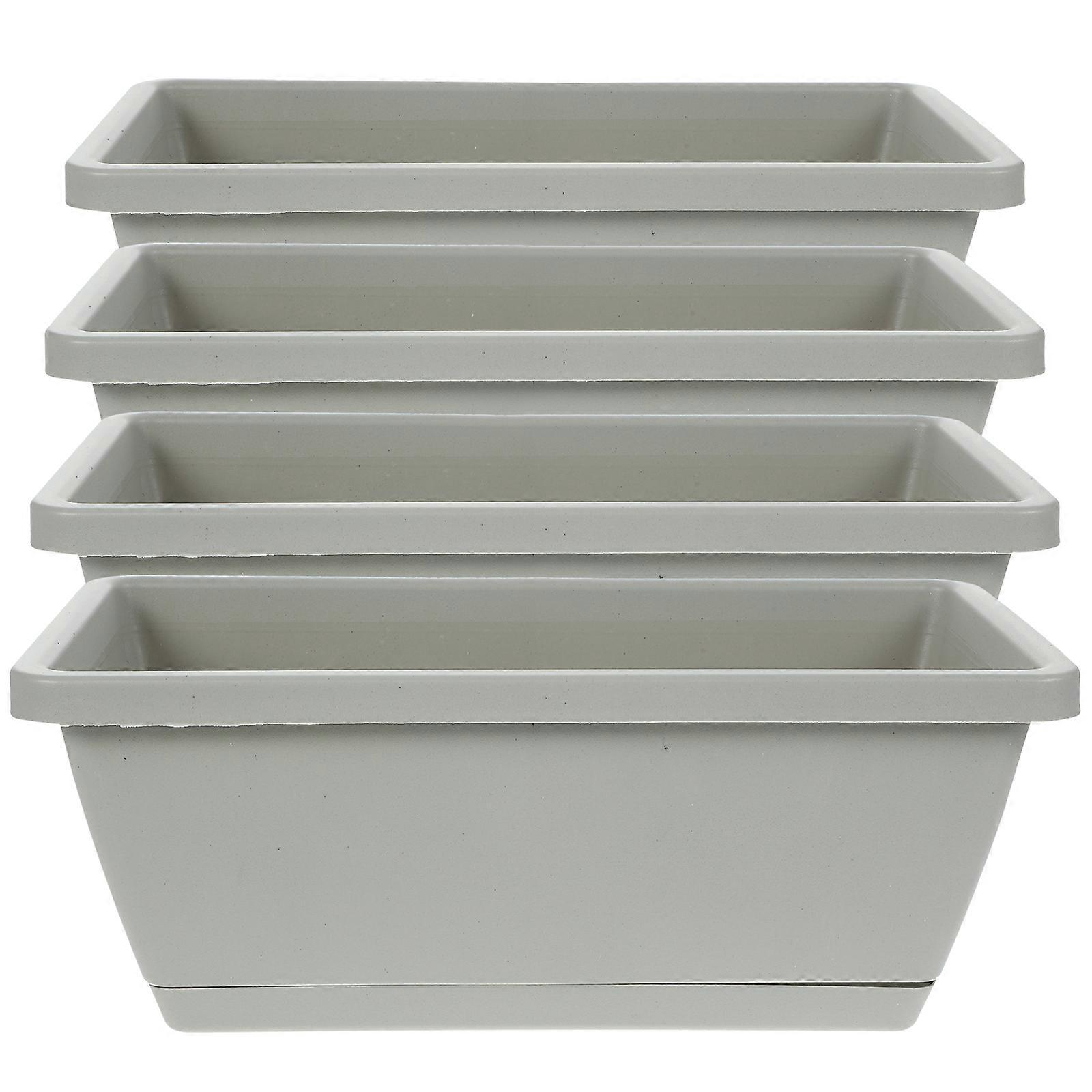 4pcs  Window Box Planter Plastic Vegetable Flower Planters Boxes Rectangular Flower Pots with Saucers