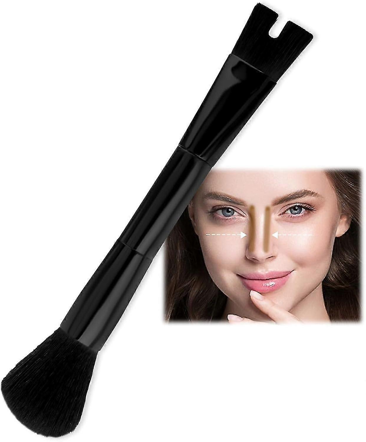Nose Contour U-Shaped Makeup Brush for Sculpting and Defining Nose Contour, 2-in-1 Precision Dual Ended Makeup Brush Perfect(Black)