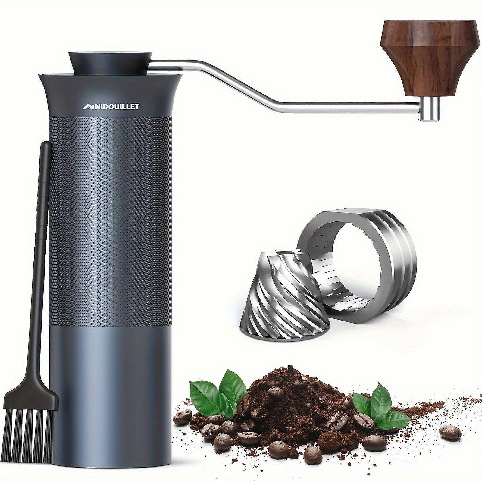 Macinacaffè manuale Nidouillet con fresa conica in acciaio inossidabile CNC a sei assi, capacità macinacaffè manuale 30 g, impostazione regolabile doppio cuscinetto M