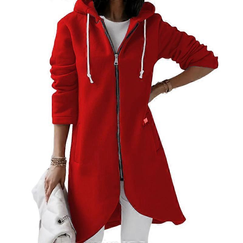 Womens Zip Up Casual  Long Hoodie Jacket Lightweight Tunic Open Front Sweatshirt Fall Winter Solid Jacket With Pocket
