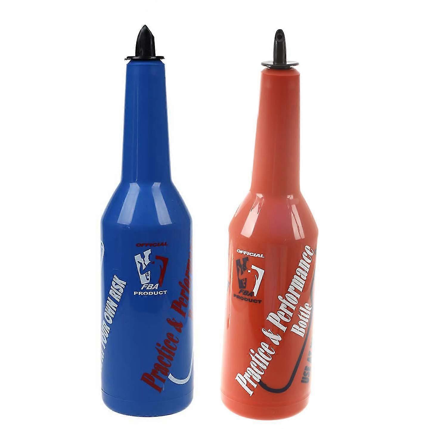 2pcs Flair Bartender Bartending Practice Bar Pub Bottle Wine Cocktail Shaker - Red Blue