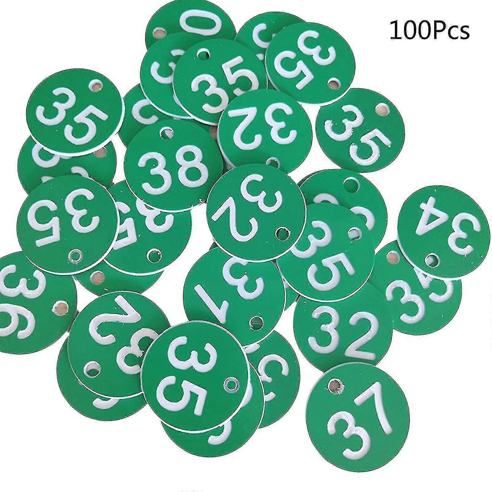 100pcs رقم الهوية العلامات 1-100 رقم محفور معرف العلامة الملونة لحلقة المفاتيح