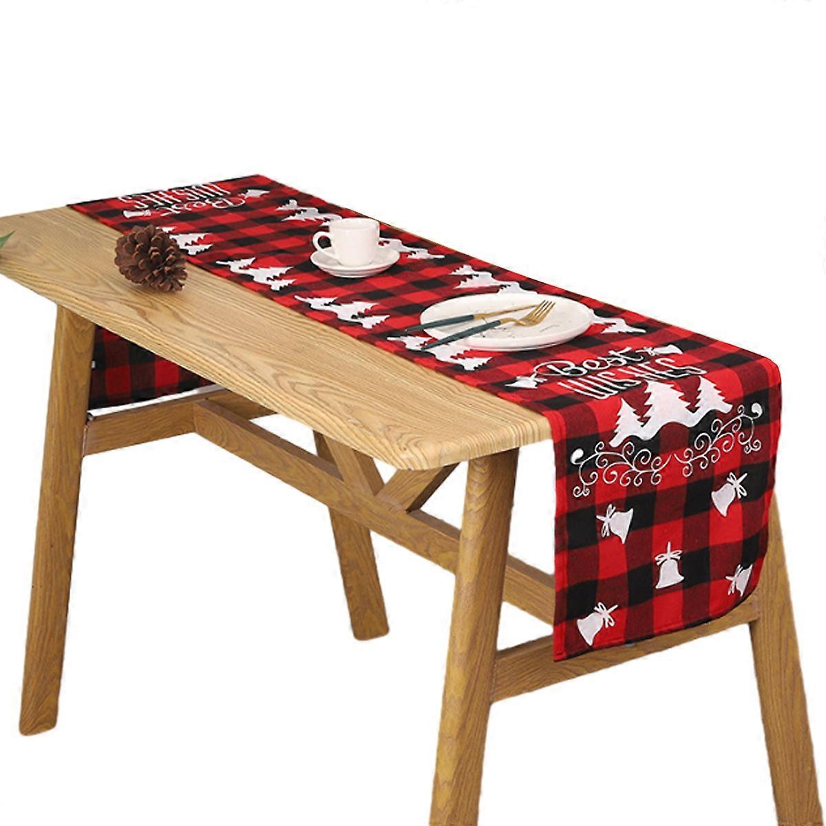 Christmas Table Runner Burlap Rustic Christmas Runner for Table Red Snowflake Retro Merry Christmas