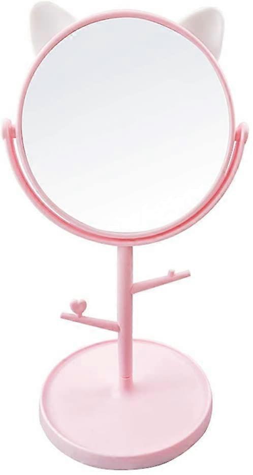 Specchio da scrivania in simpatico specchio da trucco a forma di orecchie di gatto per te in bagno o in camera da letto - rosa