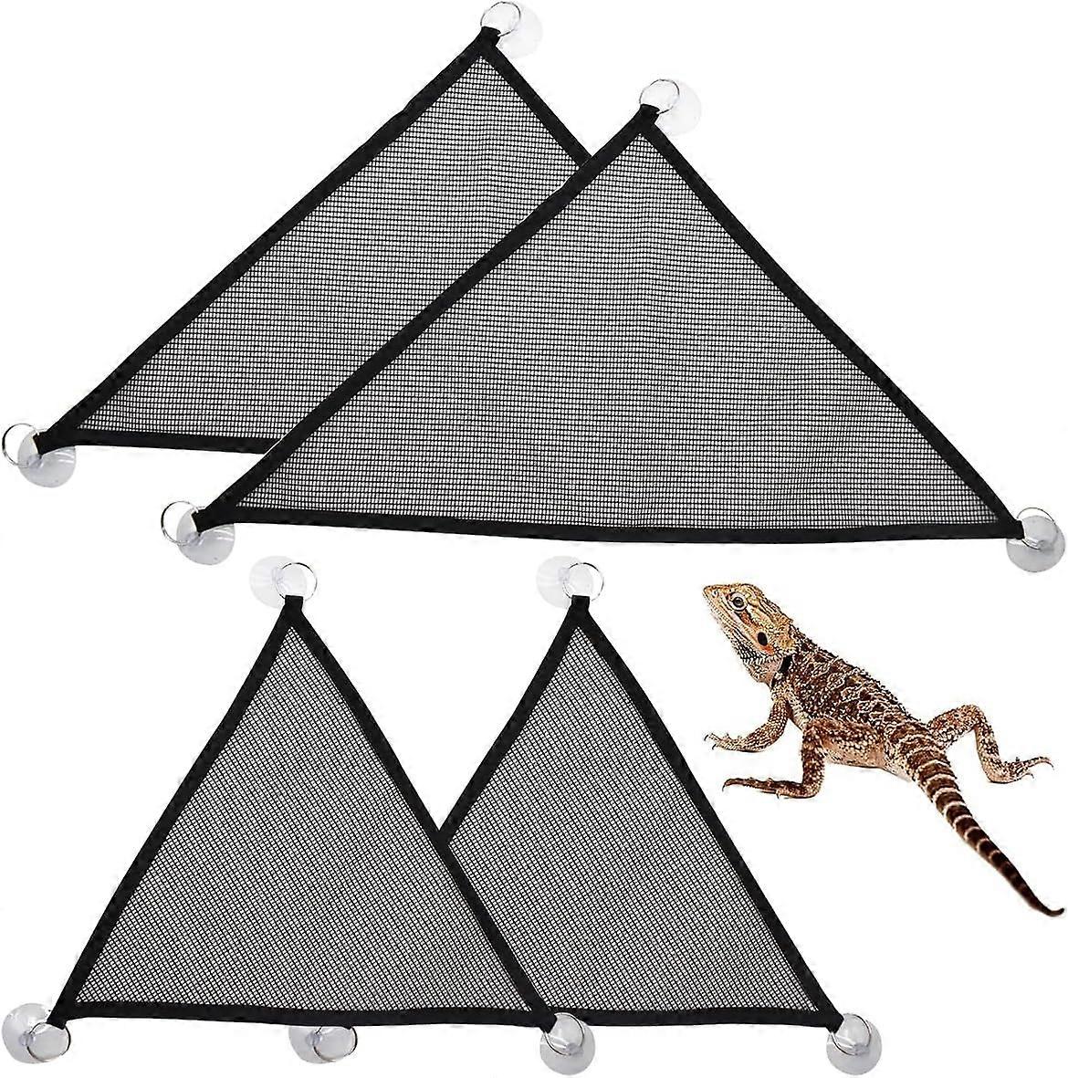 Reptile Hammock Set, Reptile Animals Habitat Accessories, Triangular Hanging Net with Suction Cups, 4 Pcs YDW