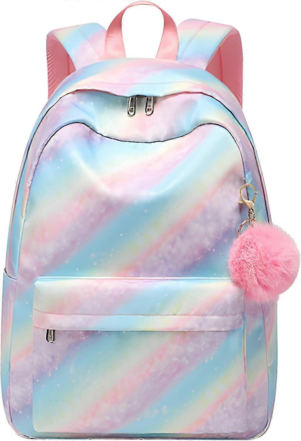 Skolväska för flickor och pojkar i åldern 8+, enfärgad ryggsäck för 14 tums bärbar dator, vattentät skolväska för skolresa casual ryggsäck