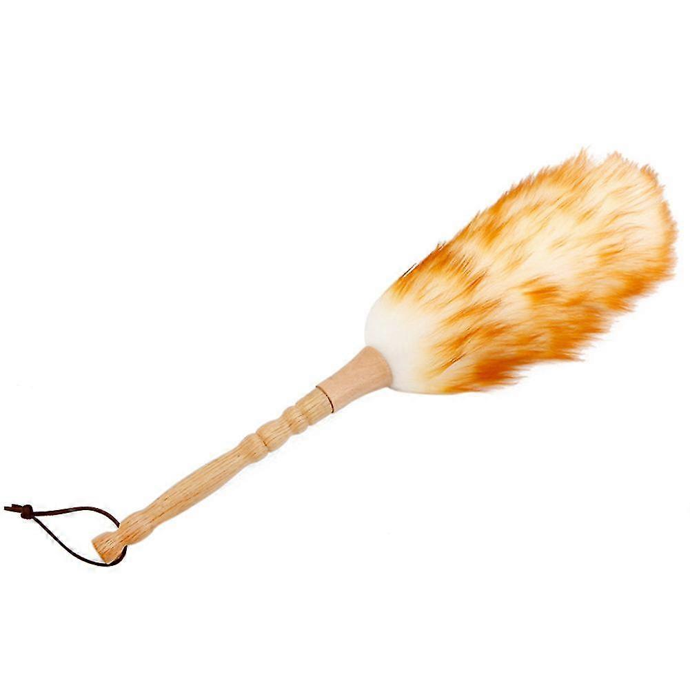 Fluffy Wool Duster With Bamboos Handle Anti Static Cleaning Duster For Home Bedroom