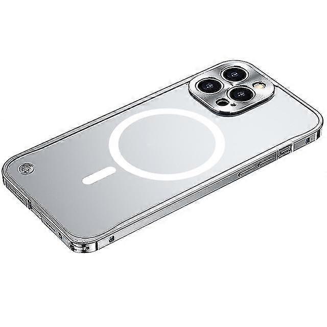 Iphone 14 13 12 11 Pro Mini Max Yarı Saydam Mat Pc için Mobil Alüminyum Alaşımlı Metal Kasa için Manyetik Şarj Kutusu