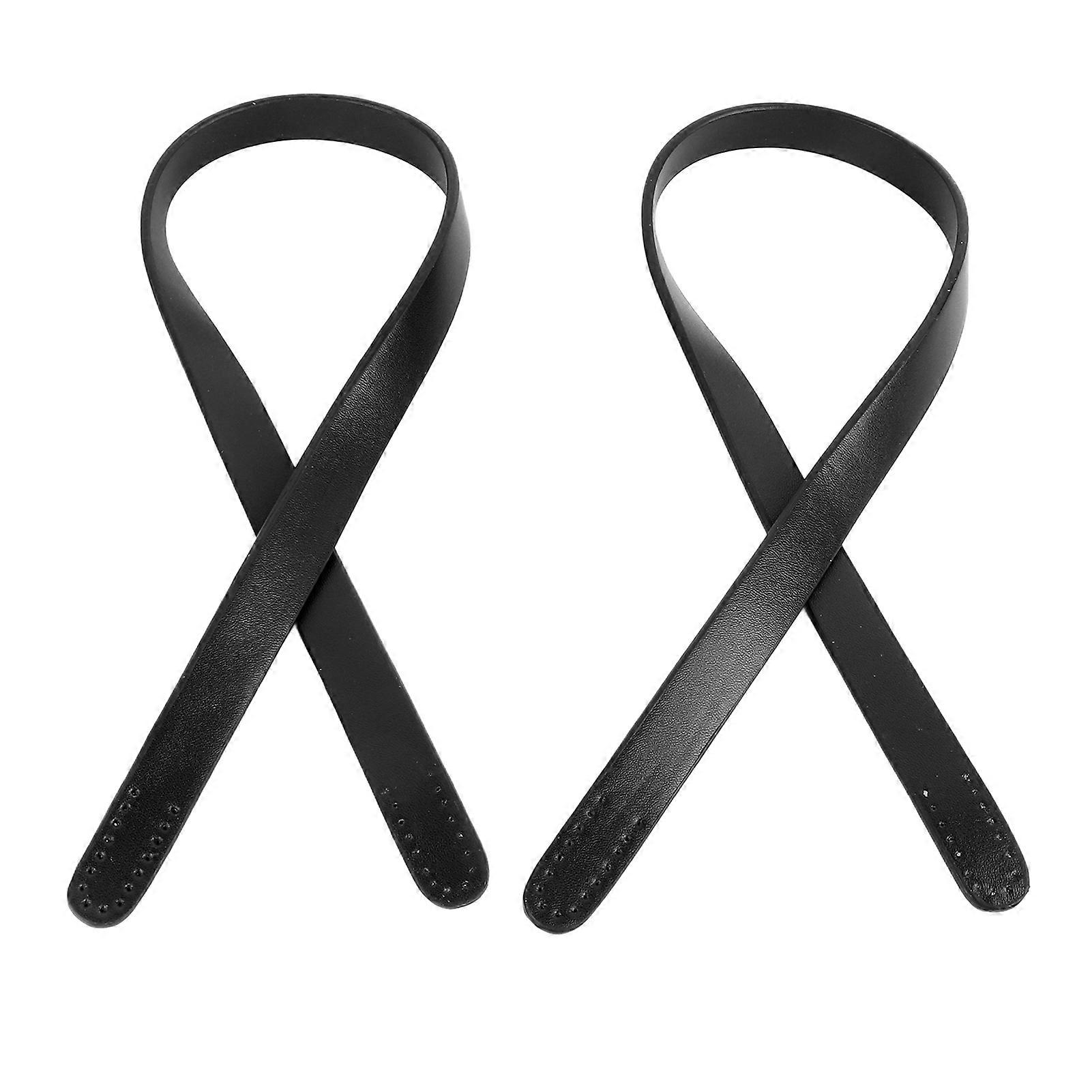 2Pcs Leather Bag Handles 25.6in Long 0.7in Wide Synthetic Leather Pure Color Handbag Strap for Repair Replacement Black 25.6in Long 0.7in Wide