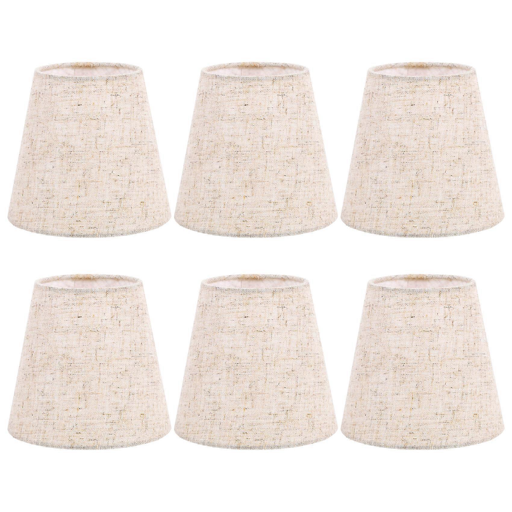 Small Lamp Shade Clip on Bulb Set of 6 for Candelabra Bulbs, Barrel Fabric Lampshade for Table Chandelier Wall Lamp