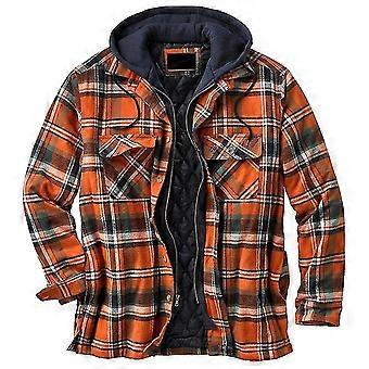 Camicia da uomo foderata in flanella di cotone sherpa, con bottoni, giacca da uomo con tasca