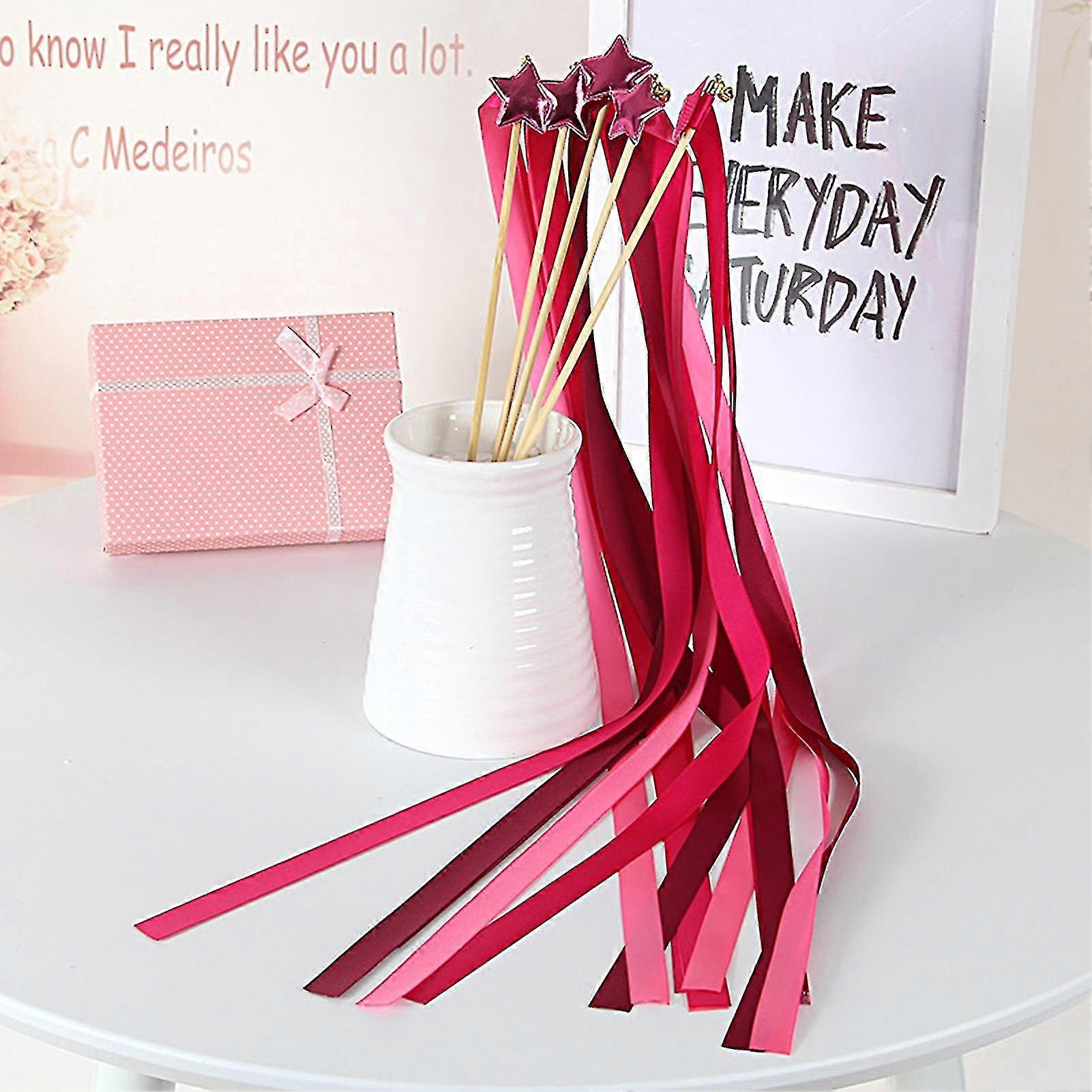 10pcs Fairy Sticks High Durability Long Ribbon Wood Princess Wands Angel Fairy Sticks Photography Prop Home Supplies-size:o