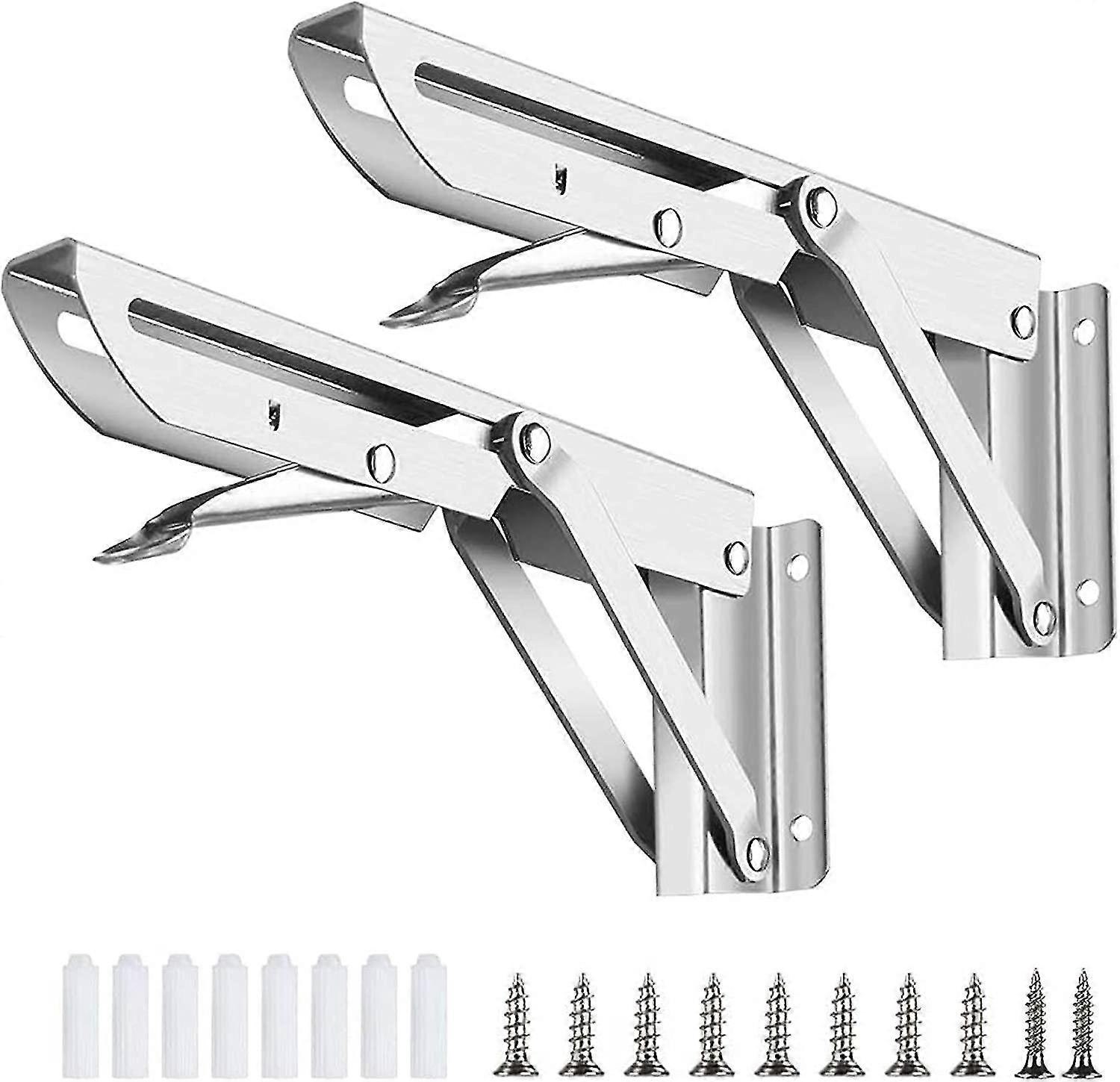 Stainless Steel Folding Shelf Bracket, 2pcs Folding Wall Shelf, Workbench Folding Bracket, Folding Support Bracket, Bracket For Wall Shelf, 250mm, Wit