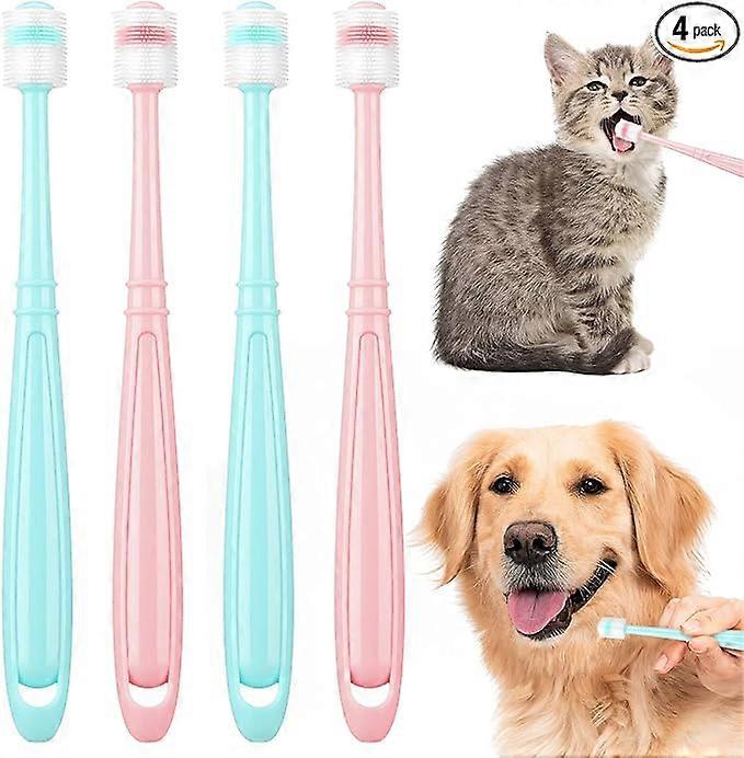 4 Pcs Silicone Toothbrush Small Dog Cat Toothbrush 360 Degree All
